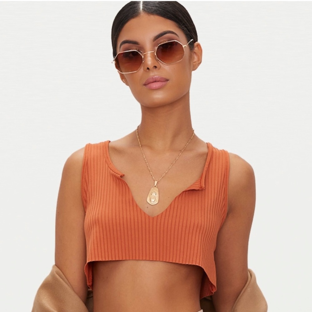 PLT | Burnt Orange Rib Crop Top